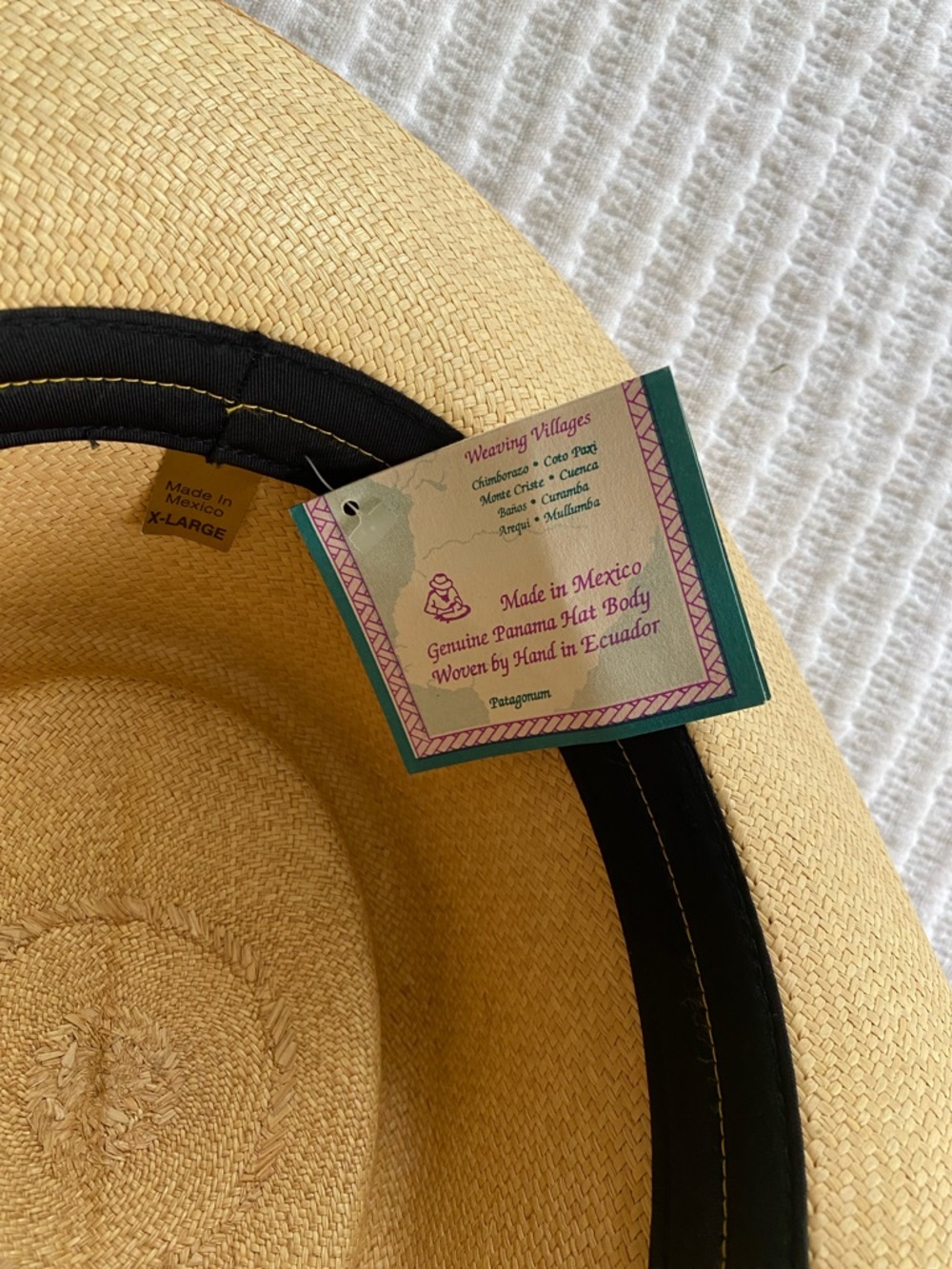 Panama Straw Sun Hat with Black Band - Natural
